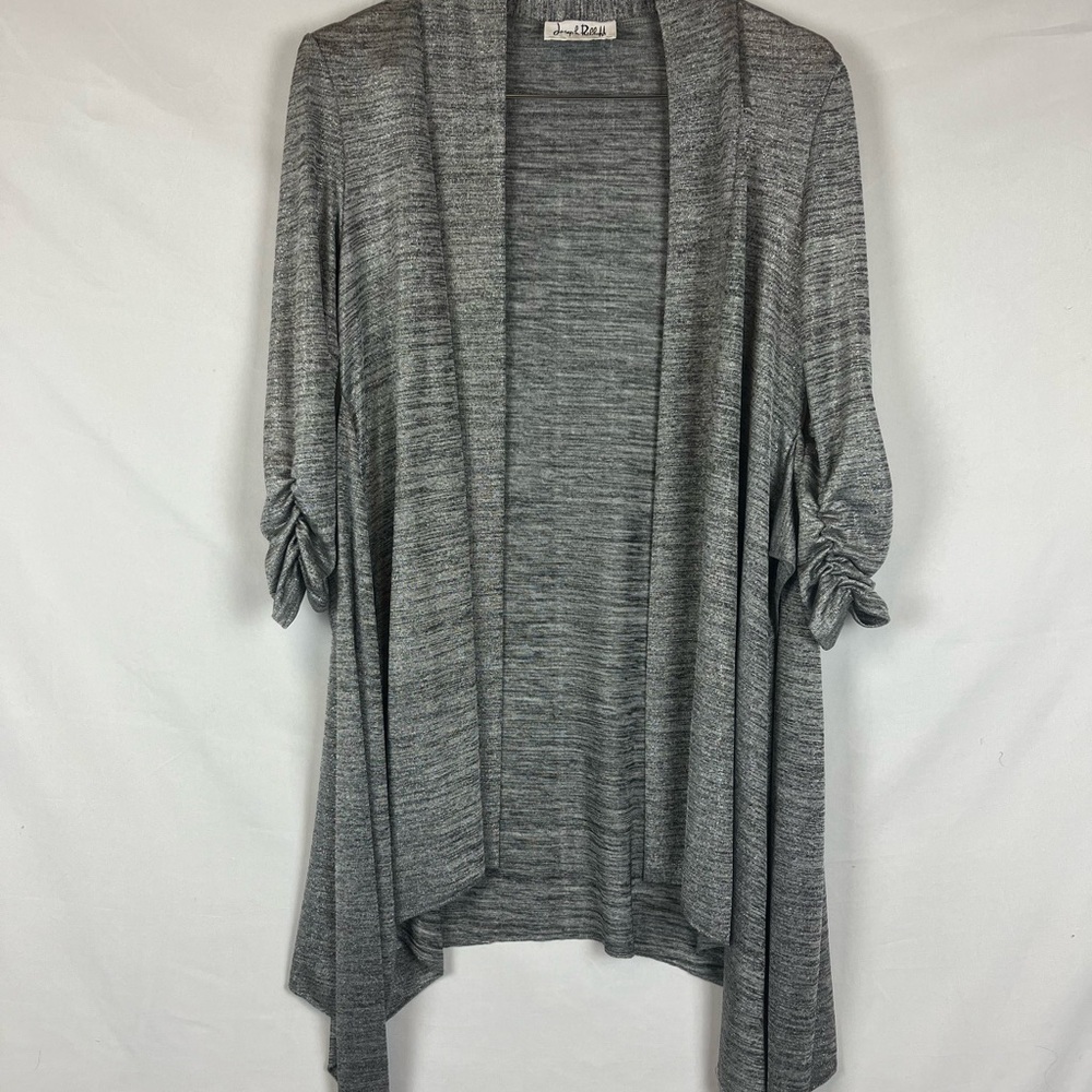 Joseph Ribkoff Gray Cardigan Sweater with Asymmetrical Hem